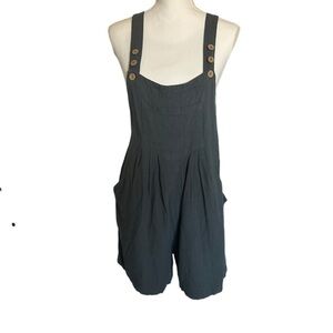 Automet Small overalls shortalls linen blend garden girl peasant lagenlook apron